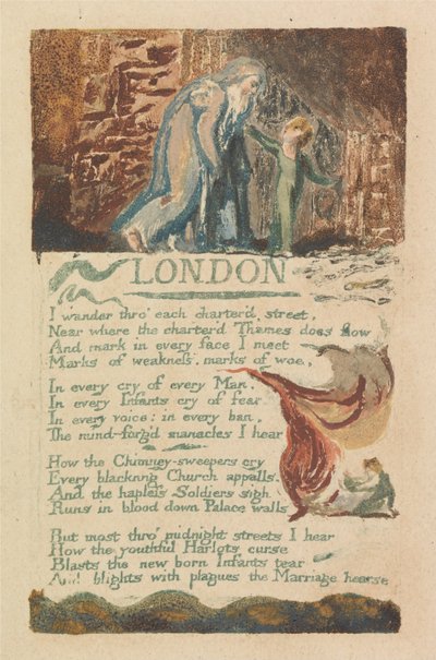 Liederen van Onschuld en Ervaring, Plaat 39, Londen (Bentley 46) door William Blake