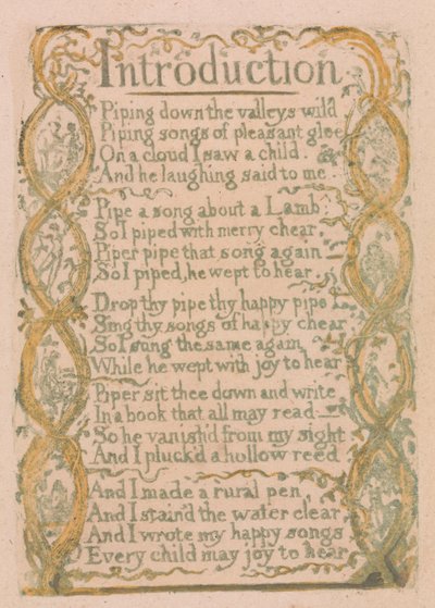 Songs of Innocence and of Experience, Plaat 3, "Inleiding" (Bentley 4) door William Blake