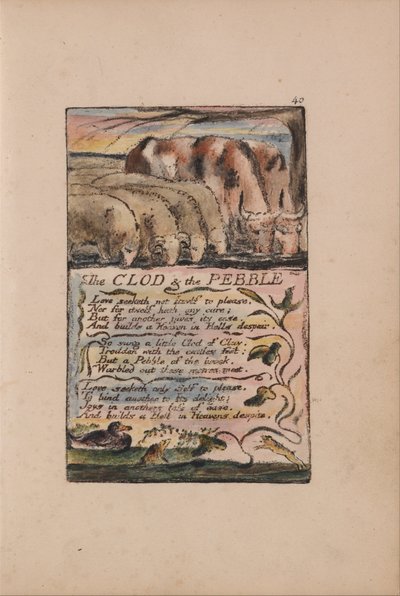 Liederen van Onschuld en Ervaring, Plaat 40, De Kluit & de Kiezel (Bentley 32) door William Blake