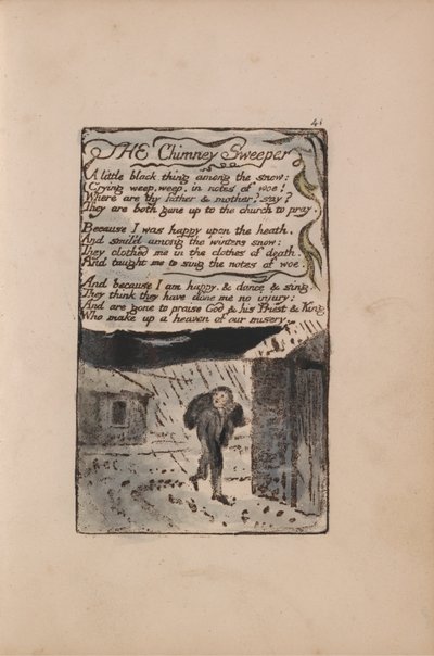 Liederen van Onschuld en Ervaring, Plaat 41, De Schoorsteenveger (Bentley 37) door William Blake