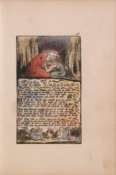 Liederen van Onschuld en Ervaring, Plaat 43, De Kleine Zwerver (Bentley 45) door William Blake
