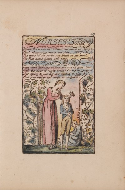 Songs of Innocence and of Experience, Plaat 49, Nurses Song (Bentley 38) door William Blake