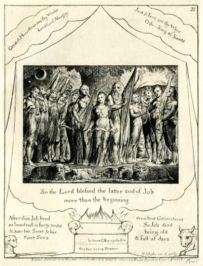 Het Boek Job 42:12 (illustratie door William Blake) door William Blake