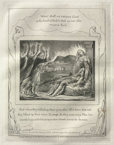 Het Boek van Job: Nr. 7, En Toen ze hun ogen van verre ophieven en hem niet herkenden, verhieven ze hun stemmen en weenden door William Blake