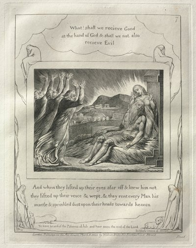 Het Boek van Job: Nr. 7, En toen ze hun ogen van verre ophieven en hem niet herkenden... door William Blake