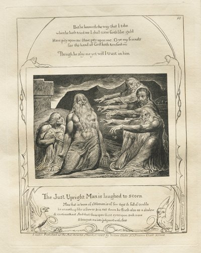 Het Boek van Job: Pl. 10, De rechtvaardige oprechte man wordt bespot, 1825 door William Blake
