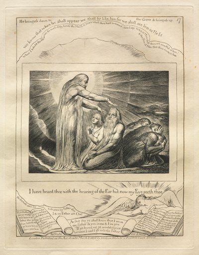 Het Boek van Job: Pl. 17, Ik heb je gehoord met het gehoor van het oor maar nu ziet mijn oog je door William Blake