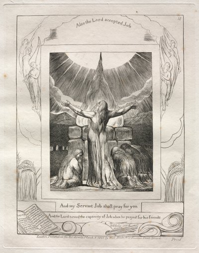 Het Boek Job: Pl. 18, En mijn Dienaar Job zal voor jullie bidden door William Blake