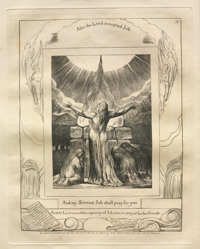 Het Boek van Job: Pl. 18, En mijn dienaar Job zal voor jullie bidden door William Blake