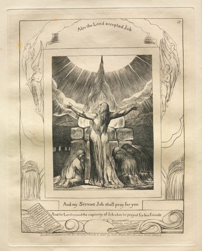 Het boek Job: Pl. 18, En mijn dienaar Job zal voor u bidden, 1825 door William Blake