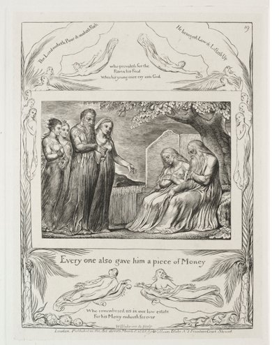 Het Boek van Job: Pl. 19, Iedereen gaf hem ook een stuk geld, 1825 door William Blake