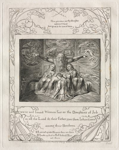 Het Boek Job: Pl. 20, Er werden geen Vrouwen gevonden zo mooi als de Dochters van Job / in het hele Land door William Blake