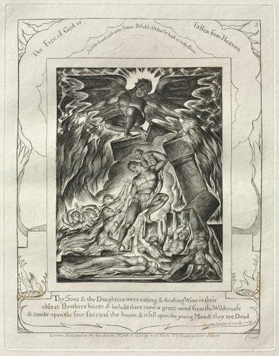 Het Boek Job: Pl. 3, Uw zonen en dochters aten en dronken wijn..., 1825 door William Blake