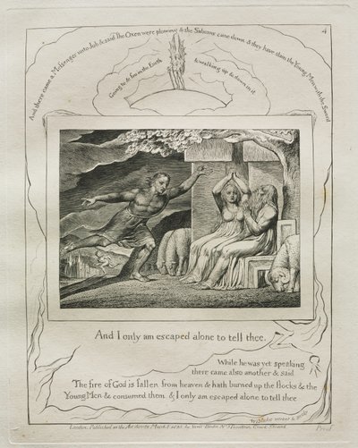 Het Boek Job: Pl. 4, En ik ben alleen ontsnapt om het je te vertellen door William Blake