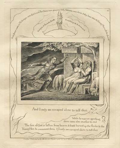 Het Boek van Job: Pl. 4, En ik ben alleen ontsnapt om het u te vertellen door William Blake
