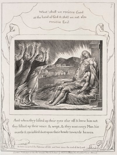 Het Boek van Job: Pl. 7, En toen ze hun ogen opsloegen door William Blake