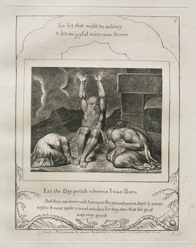 Het Boek Job: Pl. 8, Laat de Dag vergaan waarop ik werd Geboren door William Blake