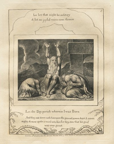 Het Boek van Job: Pl. 8, Laat de dag vergaan waarop ik geboren ben door William Blake
