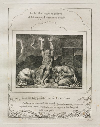 Het boek Job: Pl. 8, Laat de dag vergaan waarop ik geboren ben, 1825 door William Blake