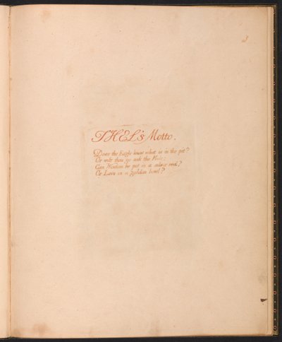 Het Boek van Thel, Plaat 1, Thels Motto... door William Blake