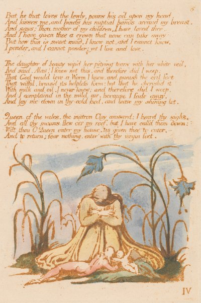 Het Boek van Thel, Plaat 7, "Maar hij die de nederige liefheeft . . . ." door William Blake