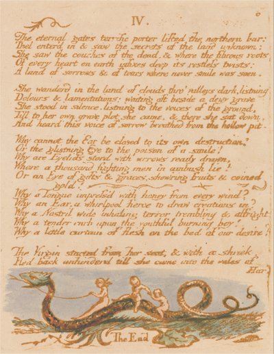 Het Boek van Thel, Plaat 8, IV. , De eeuwige poorten . . . . door William Blake