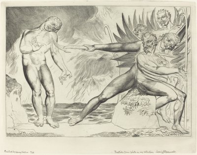 De Cirkel van de Corrupte Ambtenaren; de Duivels die Ciampolo Martelen door William Blake