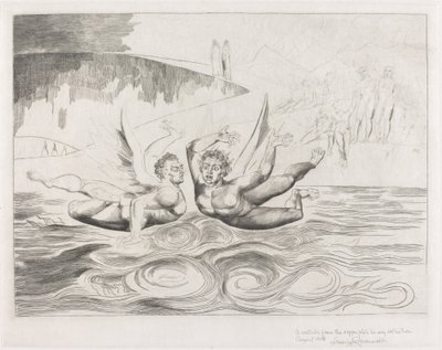 De Cirkel van de Corrupte Ambtenaren, de Duivels die Elkaar Aanvallen door William Blake
