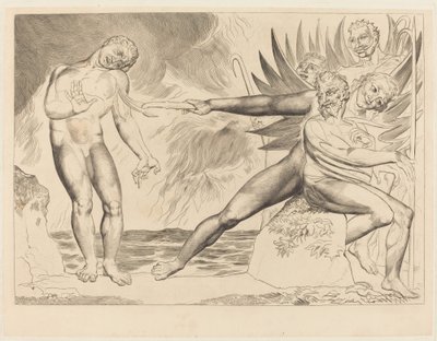 De Cirkel van de Corrupte Ambtenaren; de Duivels die Ciampolo Martelen door William Blake