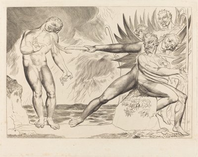 De Cirkel van de Corrupte Ambtenaren; de Duivels die Ciampolo Martelen door William Blake