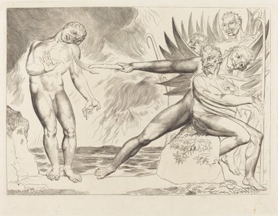 De Cirkel van de Corrupte Ambtenaren; de Duivels die Ciampolo Martelen door William Blake