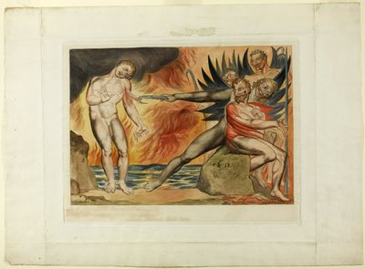 De cirkel van corrupte ambtenaren; de duivels die Ciampolo kwellen. Inferno, canto XXII door William Blake