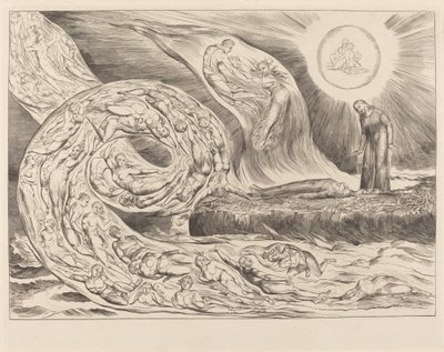 De Cirkel van de Wellustigen: Paolo en Francesca door William Blake