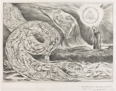 De Cirkel van de Wellustigen: Paolo en Francesca door William Blake