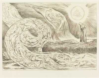 De Cirkel van de Wellustigen: Paolo en Francesca door William Blake