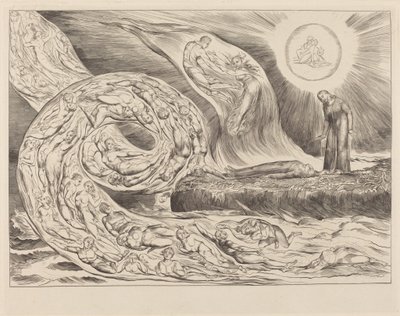 De kring van de wellustigen: Paolo en Francesca door William Blake