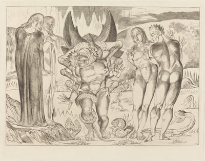 De Cirkel van de Dieven; Agnolo Brunelleschi Aangevallen door een Zesvoetige Slang door William Blake