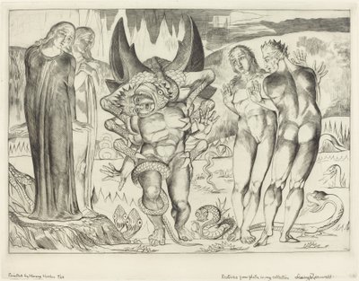 De Cirkel van de Dieven, Agnolo Brunelleschi Aangevallen door een Zesvoetige Slang door William Blake
