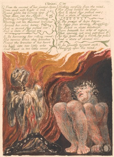 Het eerste boek van Urizen, plaat 10, "7. Uit de grotten van zijn gewrichtsgewricht..." (Bentley 11) door William Blake