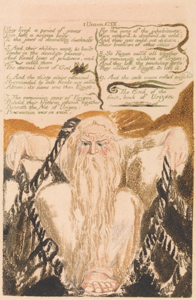 Het Eerste Boek van Urizen, Plaat 25, "Ze leefden een periode van jaren..." (Bentley 28) door William Blake