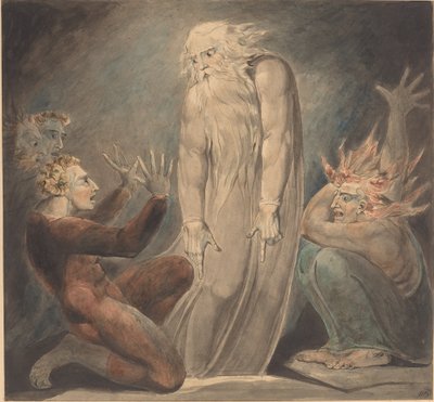 De Geest van Samuel Verschijnt aan Saul door William Blake