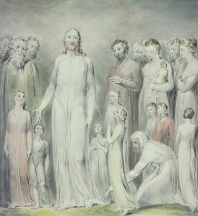 De genezing van de vrouw met bloedvloeiing door William Blake