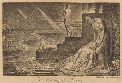 Het verbergen van Mozes door William Blake