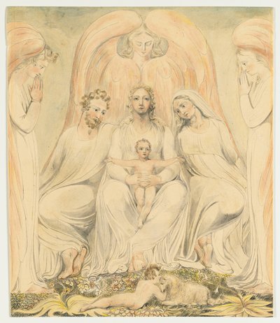 De Heilige Familie ook bekend als Christus in de Schoot van de Waarheid, c. 1805 door William Blake