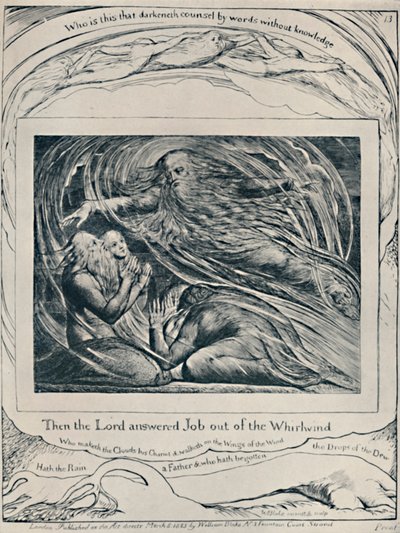 De Heer antwoordt Job uit de wervelwind. Uit Job. door William Blake
