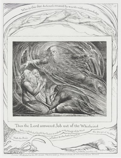 De Heer antwoordt Job vanuit de wervelwind door William Blake