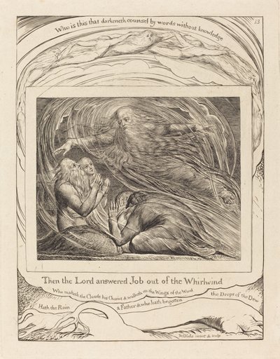 De Heer die Job Antwoordt uit de Wervelwind door William Blake