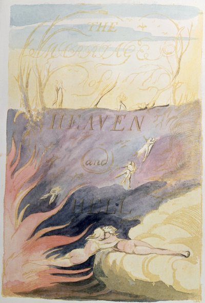 Het huwelijk van hemel en hel; titelpagina, 1790-93 door William Blake