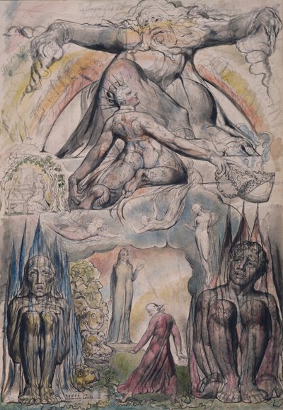 De missie van Virgil, illustratie uit Canto 2 van "Inferno" van de "Goddelijke Komedie" door Dante Alighieri door William Blake