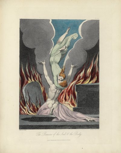 De Vereniging van de Ziel en het Lichaam, illustratie uit "The Grave" door Robert Blair, gegraveerd door Louis Schiavonetti door William Blake